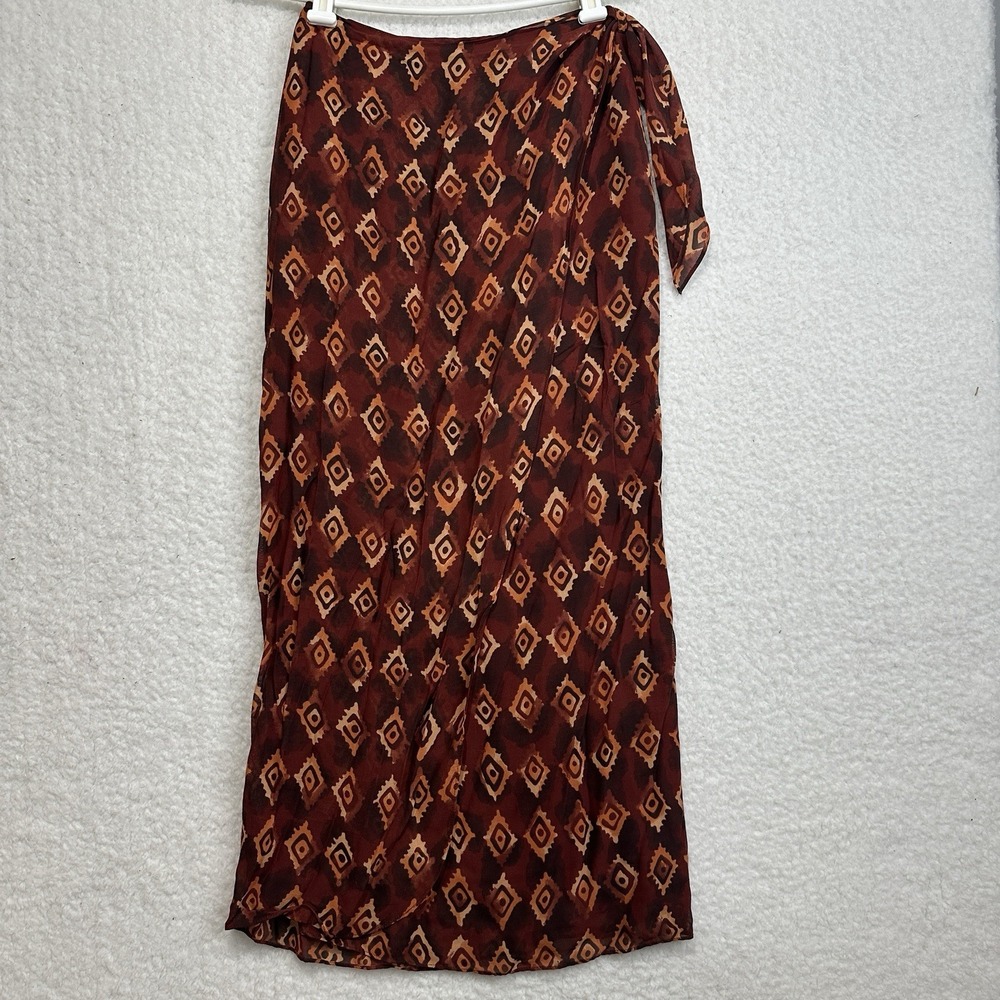 Vintage Moda International Multicolor Geometric Pattern Wrap Skirt Sz 4 USA Made